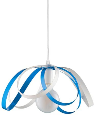 LEOLUX Fiocco Lampadario Cameretta, Soggiorno, Camera Da Letto, Moderno, Con Altezza Regolabile E Facile Da Montare Al Soffitto. Lampadario A sospensione bianco E Azzurro.