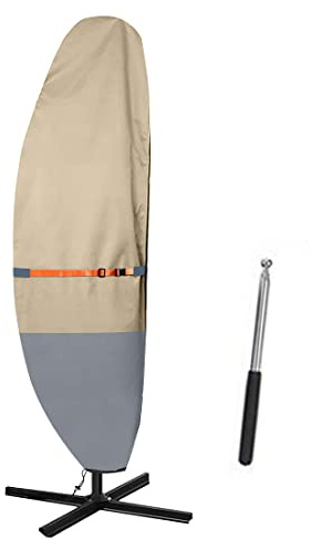 Le maple bleu Outdoor Cantilever Offset Umbrella Cover, Fits 9-14ft Outdoor Offset Banana Style Umbrella, 600D Waterproof Sunscreen Patio Umbrella Cover