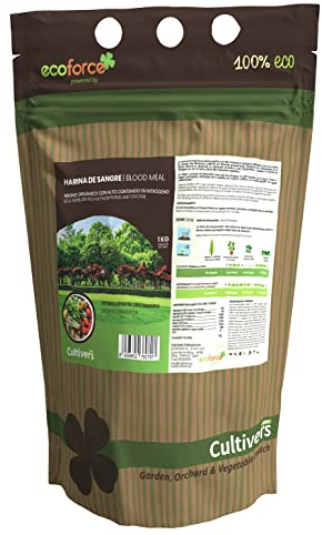 CULTIVERS Farine de Sang 1 kg. Engrais écologique à Haute teneur en Azote, Fer hémique et matière Organique. Activateur de Croissance d'engrais Naturel pour Les Cultures