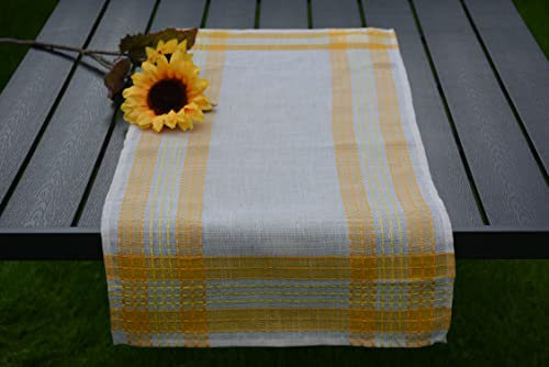 Tischläufer Tischband Läufer Leinenoptik Kariert Geschenkidee 40 x 100 cm Beige / Gelb