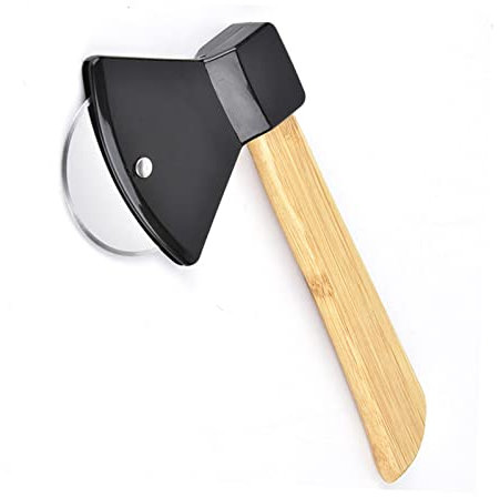 Roulette à Pizza avec Poignée en Bambou, Lame en Acier 430, Design Ergonomique, Noir