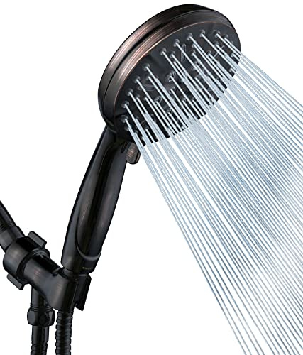 ORB High Pressure Shower Head with Handheld - Multifunctional High Flow Rain Showerhead with Extra 60 Long Hose and Adjustable Overhead Holder - Es la mejor regaderas para ducha (Oil Rubbed Bronze)