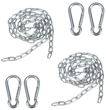 TXZWJZ - Catena in metallo al metro, 2 pezzi, 1 m, catena in acciaio inox 304, catena in metallo con 4 moschettoni, gancio per traino, catena per animali domestici e cani