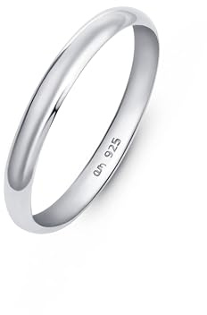Amberta Alliance en Argent Sterling 925 pour Femme: 2.5 mm - Bague en Argent 925 pour Femme - Taille 48 mm