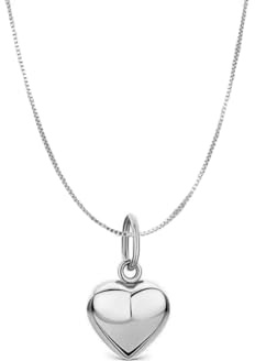 Ciondolo cuore bombato in argento 925 Rodiato con catenina veneziana argento 925 lunghezza a scelta 40/45/50 cm gioiello ragazza donna elegante simbolo amore
