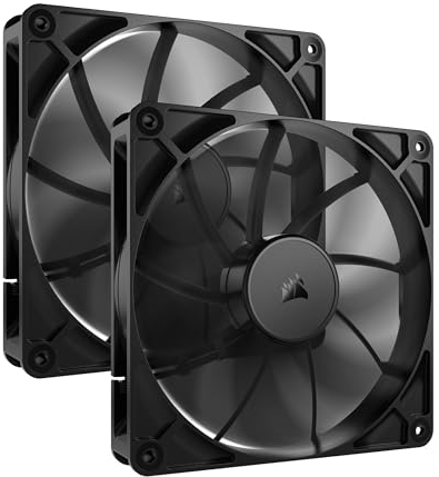 CORSAIR RS140 140mm PWM-Lüfter – Daisy-Chain-Verbindung – Geräuscharm – Magnetisches Dome-Lager – Doppelpack – Schwarz