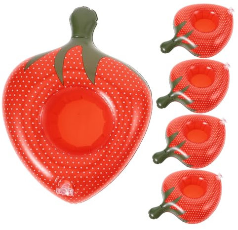 GARVALON Inflable para Bebidas 5 Soportes De PVC Tapete De Cerveza Acuático Diseño De Fresa Fiesta