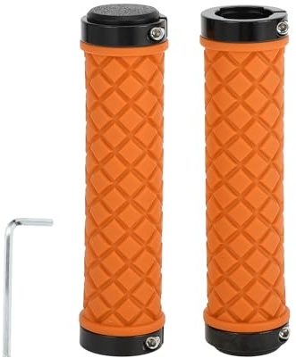 TUCKBOLD Bike Handlebar Grips Covers 128mm Long Lightweight | Bicycle End Grips Protector Orange 1 Set
