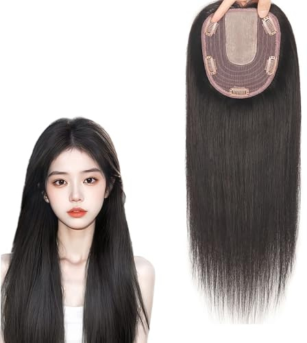 100% Capelli Umani Topper Toupee Parrucca Lunga E Liscia Da Donna Posticci Da 18 Pollici Con Clip for Donne Con Diradamento Extension for Capelli Da Donna for Tutti I Giorni