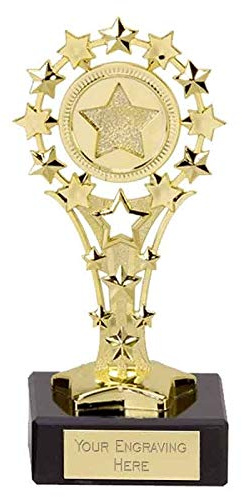 TROPHIESPLUSMEDALS All Star Gold Star Trophy on Black Marble Base - Stylish Design | 13.5cm | Sports & Personal Achievements