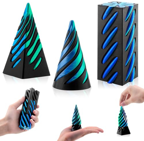Impossible Cone Fidget Toy, 3 Pcs 3D Printed Spiral Cone Fidget Toy, Impossible Pyramid Passthrough Sculpture, Fun Anxiety Stress Relief Toy For Home Office Desk Decor Engineer Souvenir Gift