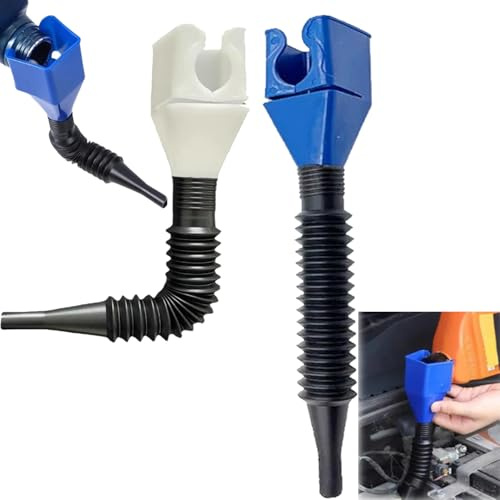 ENBRWAS Flexible Öltrichter, 2 Stück, Blau/Weiß, mit Clipverschluss