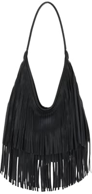 LHHMZ Women Fringe Hobo Bag Vintage Black Fringe Shoulder Bag Western Tassel Handbags