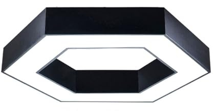 ENERJ Modern Hexagon LED Pendant Light, 25W 6500K Daylight, Hanging Ceiling Lamp, Black Minimalist Geometric Chandelier for Kitchen Island, Dining Room, Living Room, Office, Hotel