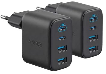 Anker Zolo 50W USB C Ladegerät(Doppelpack), 4-Port Netzteil mit 2 USB-C und 2 USB-A, Kompaktes Schnellladegerät Für iPhone 17 Pro Max/16/15/14/13-Serie, iPad, Pixel, Galaxy, MacBook (ohne Kabel)