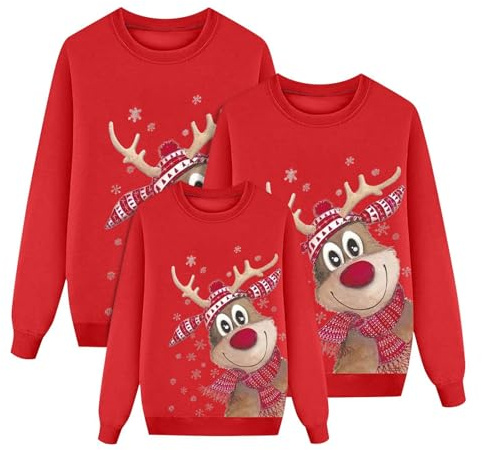 Genérico Jersey Navideñas Familiares Jersey de Punto Copos Nieve de Renos Mujer Hombre y Niños Jerseys de Navidad para Parejas para Invierno Ropa Jersey Familiar