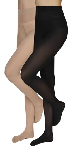 Annes styling Plain damstrumpbyxor 40 denier matt halvogenomskinliga mikrofiberstrumpbyxor Zarra, 2-PK Nero/Visone, XL