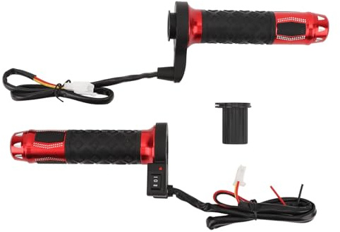 petjoyful Empuñadura calefactable para Motocicleta, 1 par, 3 temperaturas de Engranaje, Antideslizante, aleación de Aluminio ABS, 22mm, Manillar calefactable, 12V (Roja)