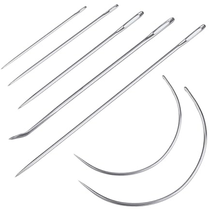 7 Pcs Hand Sewn Needles, Sewing Needle Repair Kit, Hand Sewing Needles Kit, Upholstery Sewing Kit, Curved Needle Triangular Needle Assorted Needles for Upholstery, Leather, Carpet, Canvas Repair