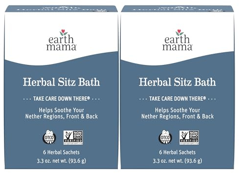 Earth Mama Herbal Sitz Bath | Pregnancy & Postpartum Essentials, Soothing Sitz Bath for Hemorrhoids with Witch Hazel, & Calendula, 6-Count (2-Pack)