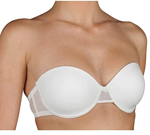 Selene - Yolanda Sujetador Mujer con Aros y Relleno sin Tirantes, Tejido elástico listado en Espalda y entrecopas.