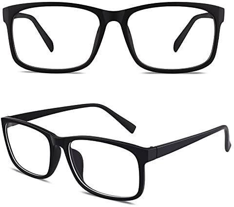 CGID CN12 Brille Extra Schmaler Rahmen! Slim Rechteck Nerd Clear Brille, A Matte Schwarz, 54