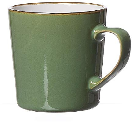 Ritzenhoff & Breker Visby Kaffeebecher, 400 ml, Henkelbecher im skandinavischen Design, Ideal für Mix-und-Match, Steingut, Grün