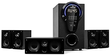 auna Areal 525 5.1 Soundsystem, Heimkinosystem, 5.1 Heimkinosystem, RMS, Subwoofer, 4 oder 5 Satellit, AUX-Eingang, Heimkino mit 125 Watt, schwarz