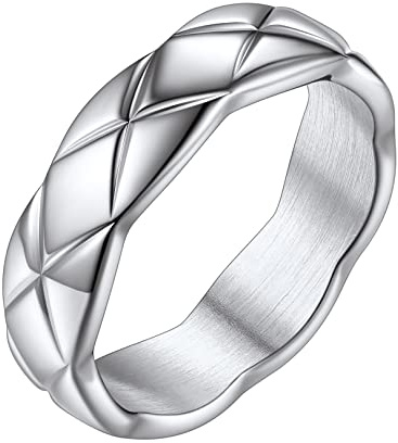 FOCALOOK Anelli Acciaio Uomo 6mm Misura 21 Anello Acciaio Donna Anelli Fascia Uomo con Confezione Regalo