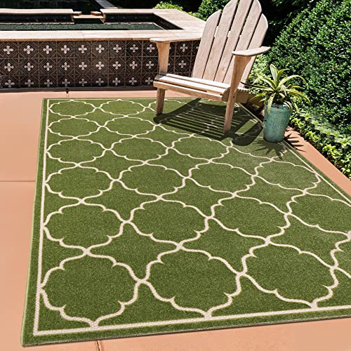SANAT Outdoor Teppich Wetterfest - Für Innen- und Außenbereich - Wasserabweisend für Balkon, Terrasse, Garten, Küche, Bad oder Wohnzimmer - Grün, 200 x 290 cm