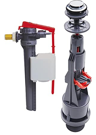 Wirquin 10723887 Spülkasten, komplett, Mechanismus WC, Doppelspülung, Aquacontrol & seitlicher Versorgung Jollyfill, grau