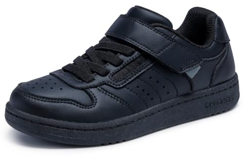 Skechers Boys' Quick Street Sneaker, Black/Black, 4 Big Kid