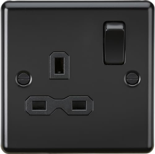 Knightsbridge 13A 1G DP Switched Socket - Matt Black