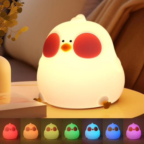 ELZO Nachtlicht Kinder, Nachtlampe süße Tiere aus Silikon, Kinder Nachtlicht Dimmbar Touch-Steuerung USB Lampe für Kinderzimmer Babyzimmer Stillen Kindergeschenke, 7 Farben + 36 Stunden