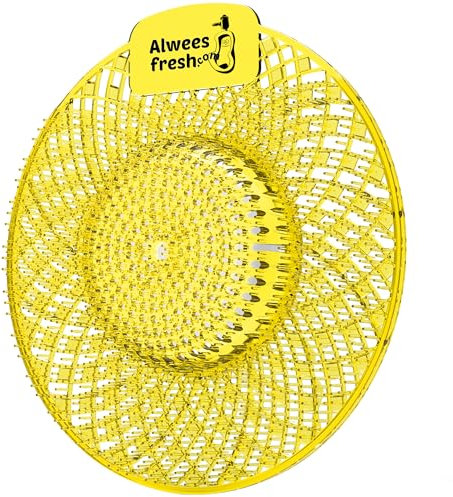 Alwees Fresh Spiral Urinal Mats - 4-in-1 Urinal Screen for Luxury Hotels, Restaurants, Bars - Anti-Splash, Odour-Neutralising, Clog-Proof, Cleaning-Block Equipped - Lasts 35 Days - 5-Pack, Lemon