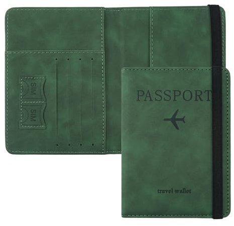 ILIYAH Reisepasshülle Passport Hülle Reisepass Hülle Passport Cover RFID Blocker Kartenhülle Pass Hülle Multifunktional Karten- und Geldschlitze(Grün)
