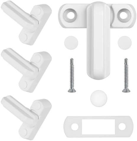 Flintronic Fenstersicherung, 4 Stück Fensterschloss, Fensterriegel, Einbruchschutz Zusatzverriegelung, Schwenkriegel, Kindersicherung für UPVC PVC Fenster Tür Balkon