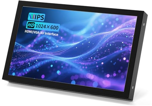 Jun-Saxifragelec 7-tums miniskärm HDMI, VGA, AV, BNC, 1024 × 600 liten IPS-skärm med inbyggda högtalare, 178° betraktningsvinkel, bärbar LCD-skärm för PC/TV/DVD/CVBS (Non-Touch)