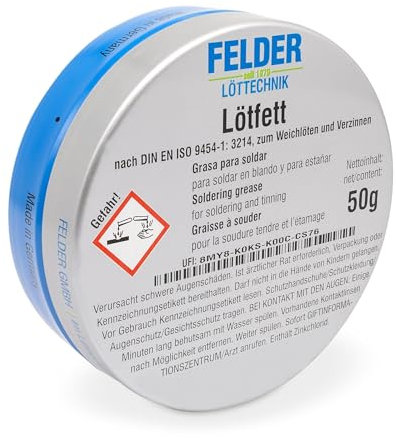 GALLUNOPTIMAL by FELDER Lötfett für allgemeine Weichlötarbeiten an Kupfer und Kupferlegierungen, korrosiv F-SW 12, 50 g Dose – GOFT50