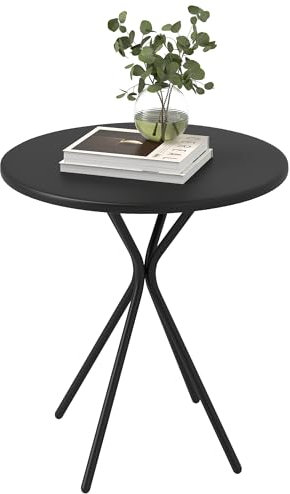 Outsunny Table de Jardin Ronde Ø 60 cm, Table de terrasse Cadre en Acier, Charge de 50 kg, pour intérieur et extérieur, pour Balcon, Porche, Noir