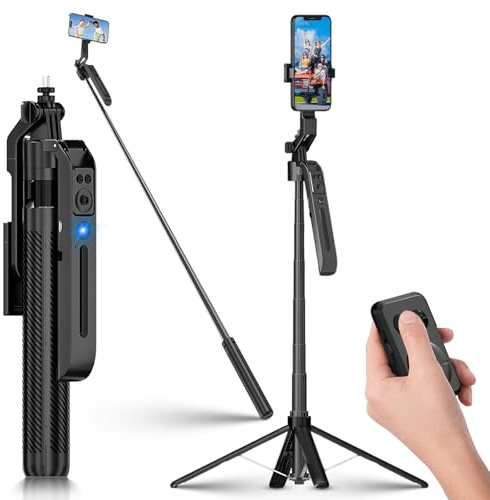 Auto Face Tracking - Treppiede per cellulare, rotazione a 360°, 180 cm, allungabile con scatto a distanza, per smartphone YouTube Tiktok
