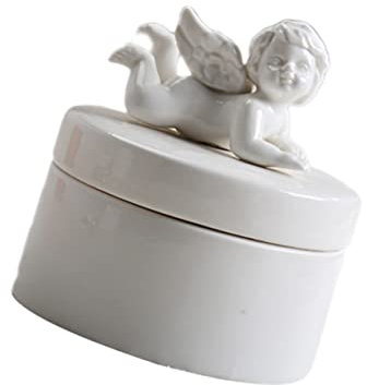 Holibanna Boîte Bijoux Céramique Blanche Forme Ange Organisateur Colliers Et Bijoux Coffret Rangement Pour Fille Femme Cadeau