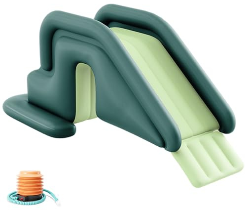 NASSMOSSE Poolrutsche, 78, 7 x 31, 5 x 33, 5 Zoll PVC PVC aufblasbare Wasserrutsche mit Luftpumpe für Außen-, Innen- und Hinterhofspaß, Grün