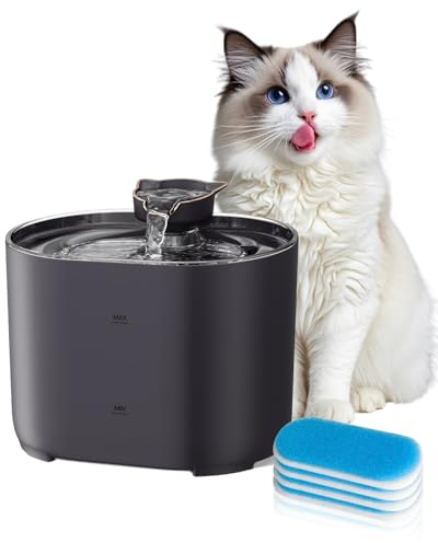 Lorrtta Fontaine à Eau pour Chat 2,2L, Distributeur Automatique Silencieux, 4 Filtres au Charbon Actif, 2 Modes de Jet, Arrêt Automatique, USB – Fontaine à Eau Chat et Chien, Mode Fontaine et Flux