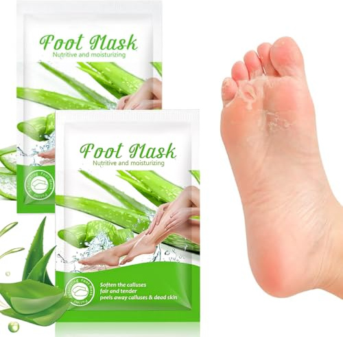 NHPY 2 Piezas Mascarilla Pies Exfoliante, Foot Peel Mask, Máscara Pies Peeling, Mujeres y Hombres Quitar Piel Muerta y Callos, Aloes