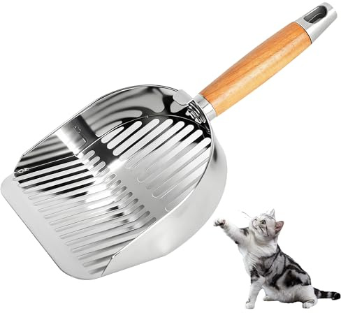 Stainless Steel Cat Litter Scoop, Sturdy Mesh Poop Scooper for Litter Tray