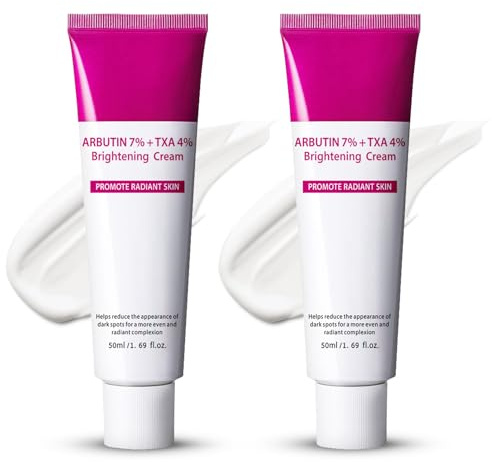 Arbutin 7% + TXA 4% Brightening Cream, Crema facial contra manchas pigmentadas y manchas oscuras, crema facial para mujer con niacinamida y glutatión, crema hidratante aclaradora para tez uniforme y
