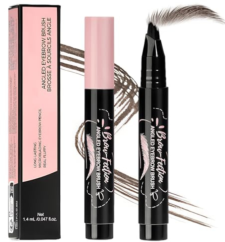 Lot de 2 crayons à sourcils - Étanche - Pinceau à sourcils incliné - Facile à utiliser - Marron et noir