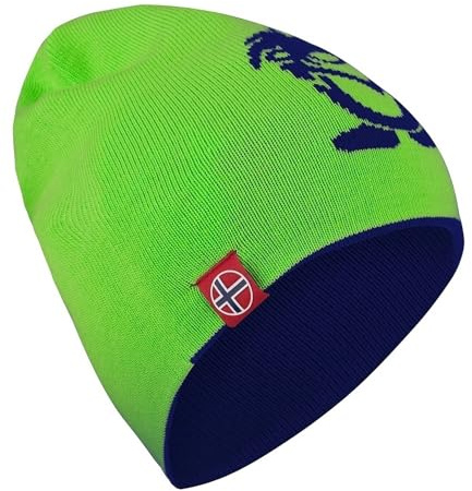 Trollkids Gorro de lana para niños Troll (largo), azul marino y verde claro., 54