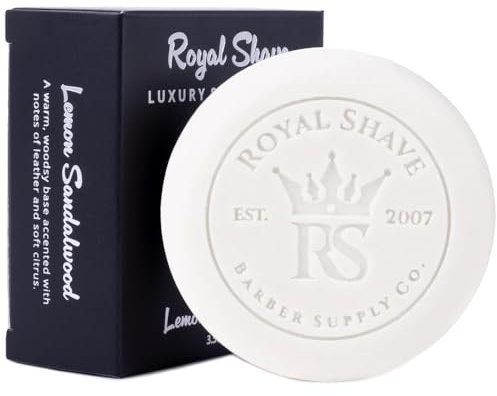 Royal Shave Premium Hard Shaving Soap Puck Refill, Lemon Sandalwood Scent- 3.5oz
